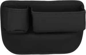 Car Filler Storage Bag with Phone and Cup Holder Multifunctional Car Storage Bag PU Leather Side Crevice Organizer, Black