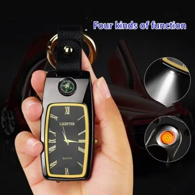 Car Key Chain Watch Lighter with Light Multifunctional Tool