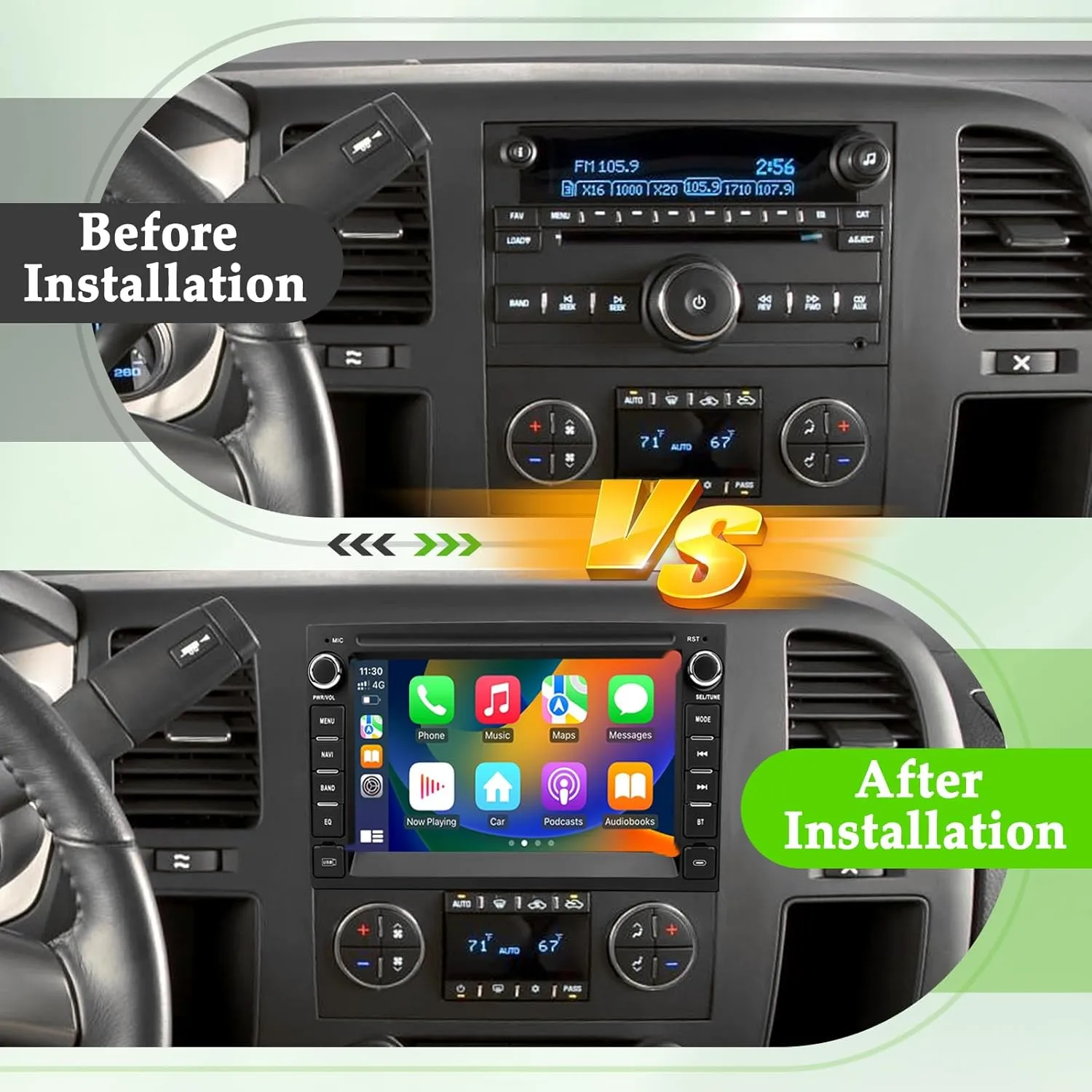 Car Stereo Radio for Chevrolet Chevy Silverado Tahoe GMC Sierra Yukon, Android 12 with CarPlay Android Auto Bluetooth GPS Navigation Touch Screen Head Unit, 7 Inch IPS Screen 2GB RAM  64GB ROM