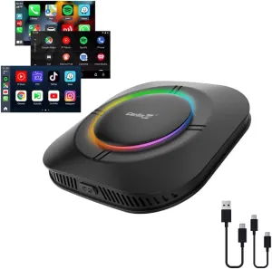 Carlinkit Wireless CarPlay Android 13.0 Adapter, 2025 Android 13.0 Ai Box 8-core 4 64GB Compatible with NetfIix/YouTube/Play Store, for OEM Wired CarPlay or OEM Wired Android Auto Cars