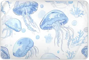 Cartoon Blue Jellyfish Extra Large Resuable Bed Underpads Soft Absorbent Underpads Wetting Cover Skin-Friendly Pee Mats for Infant Toddler 52" L x 34" W