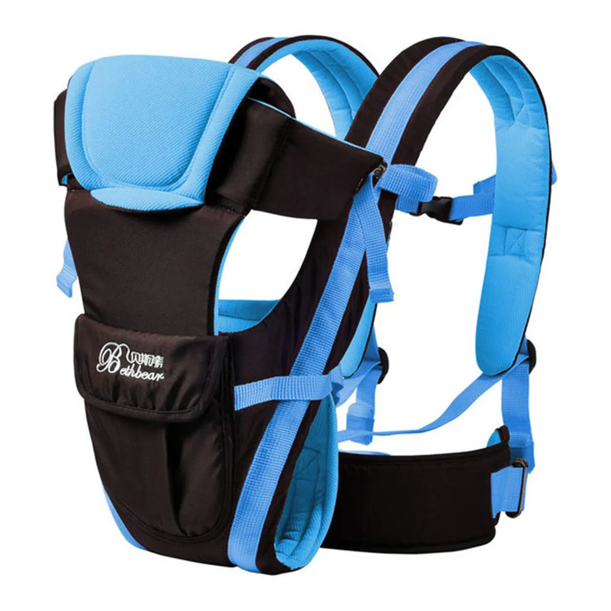 CdyBox Adjustable 4 Positions Carrier 3D Backpack Pouch Bag Wrap Soft Structured Ergonomic Sling Front Back Newborn Baby Infant (Blue)