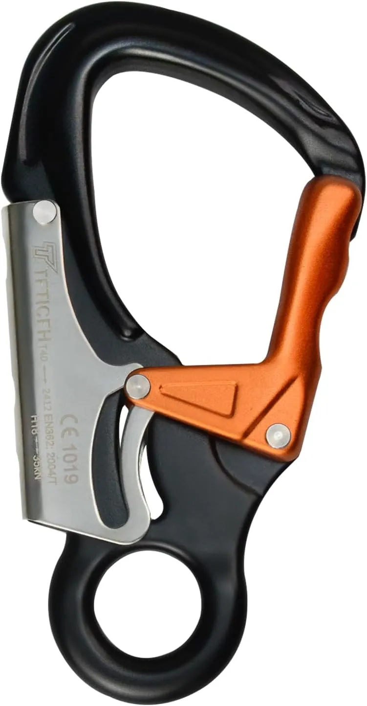 CE 35kN Aluminum Snap Hook, Heavy Duty Captive Eye Forged Hook, Double-Action Speedline Snaphook for Climbing,Rigging, Rappelling, Arborist, Sling,Flipline, Lanyard, Black