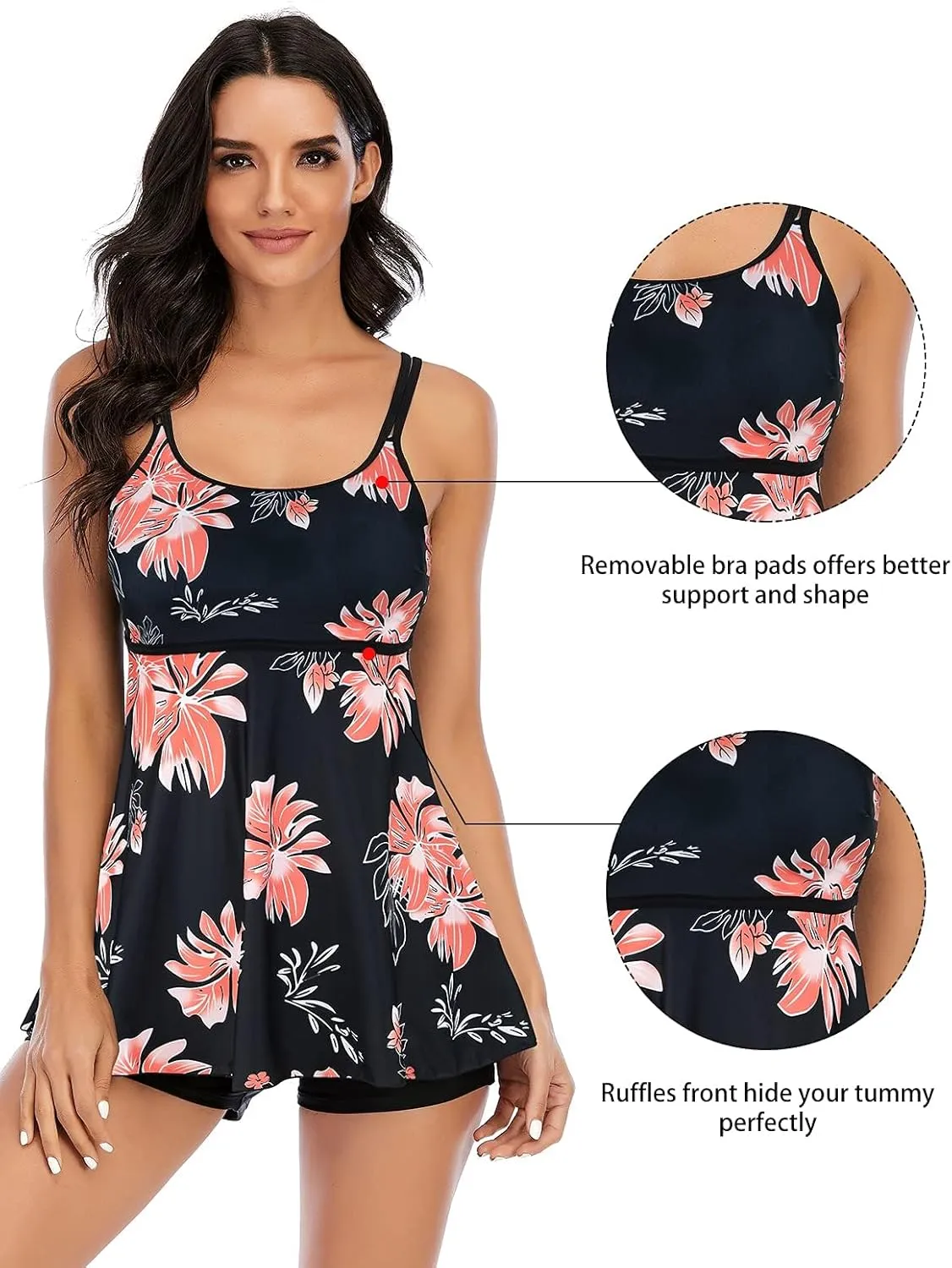 Century Star Women Swimsuits Tankini 2025 Retro Bathing Suits Two Pieces Swimming Wear Sports Tank Tops with Boyshorts