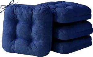Chair Cushions, Dining Chair Cushions, Tufted Indoor Chair Pads, Set of 4, Navy Blue, 16.5'' x 16.5'' x 3.5''