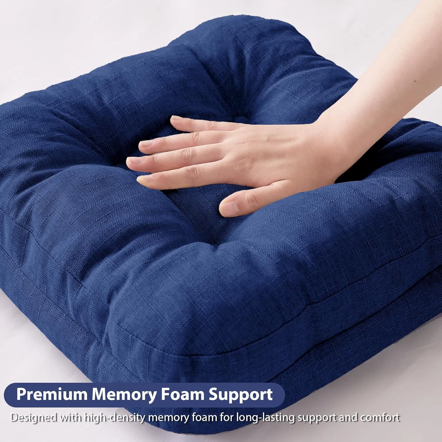 Chair Cushions, Dining Chair Cushions, Tufted Indoor Chair Pads, Set of 4, Navy Blue, 16.5'' x 16.5'' x 3.5''