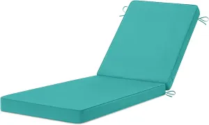 Chaise Lounge Cushions Outdoor, 72"x21"x3" Triple-Waterproof Outdoor Chair Cushions with Removable Cover, 4 Adjustable Ties Lounge Chair Cushions for Outdoor Furniture, Teal