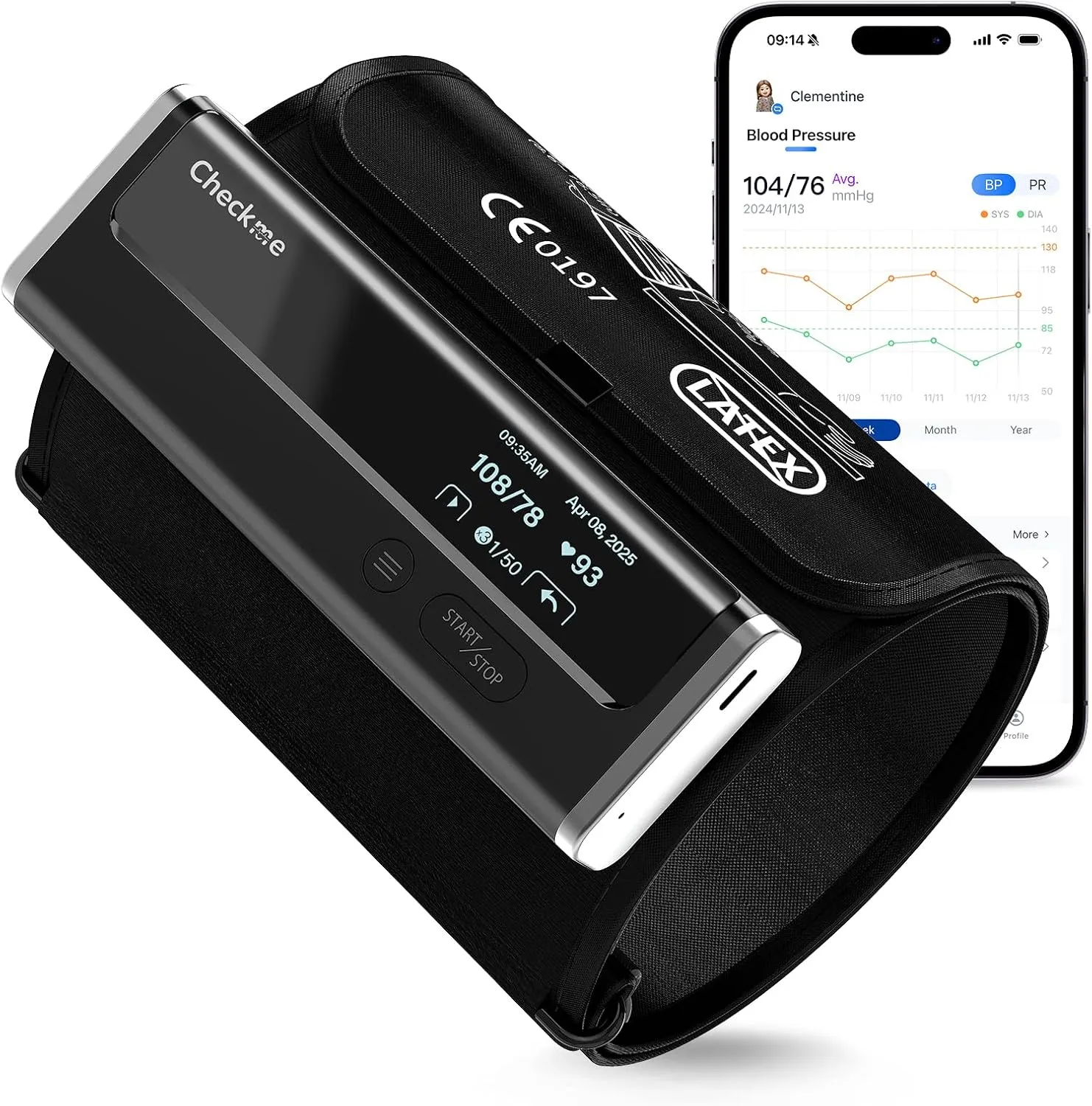Checkme WiFi Blood Pressure Monitor for Home Use, Bluetooth Automatic Arm Cuff, Smart Digital BP Machine, Wireless Portable USB Rechargeable with X3 Accuracy Function, Free APP for iOS & Android