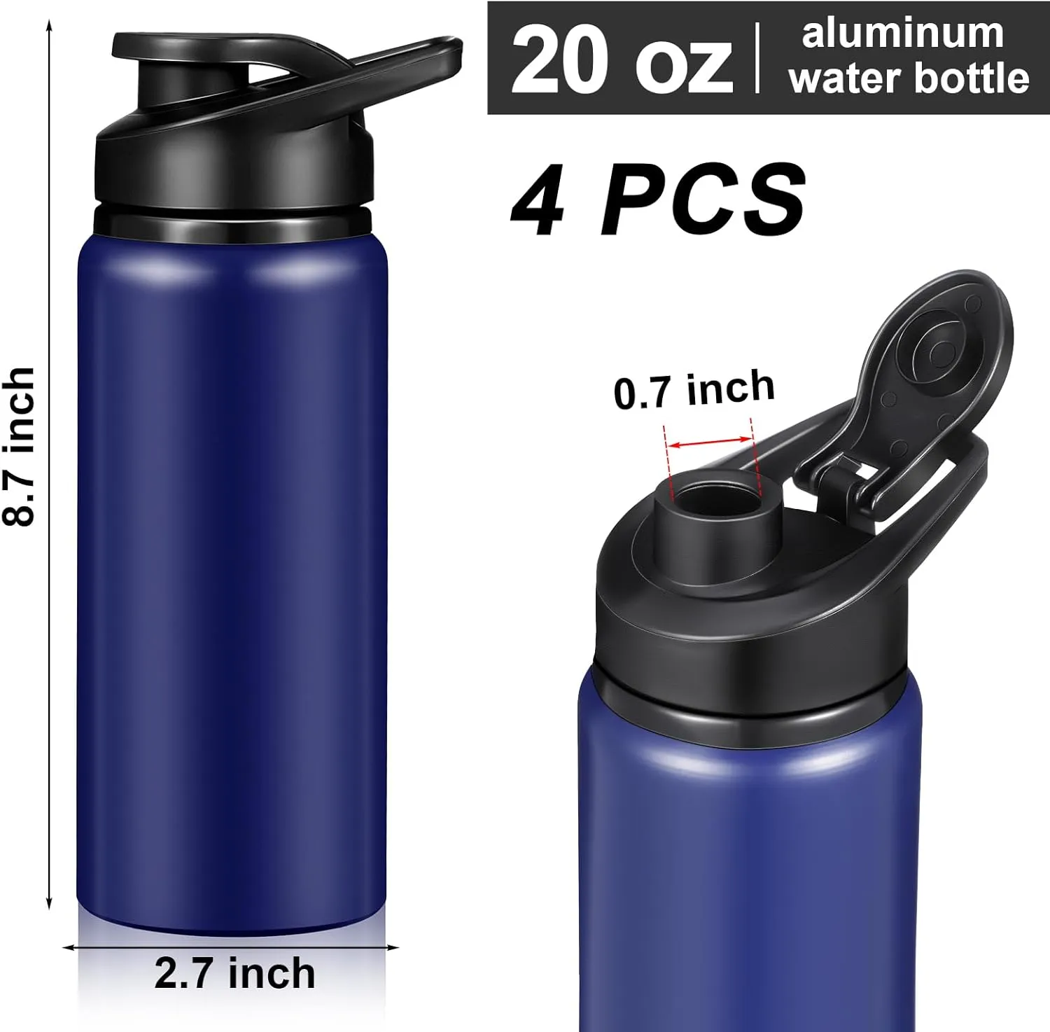 CHENGU Water Bottle Bulk 20 oz Aluminum Reusable Bottles Lightweight Snap Lid Water Cups Easy Carry Leak Proof Travel Tumbler for Gym Sports Camping Hiking Fishing