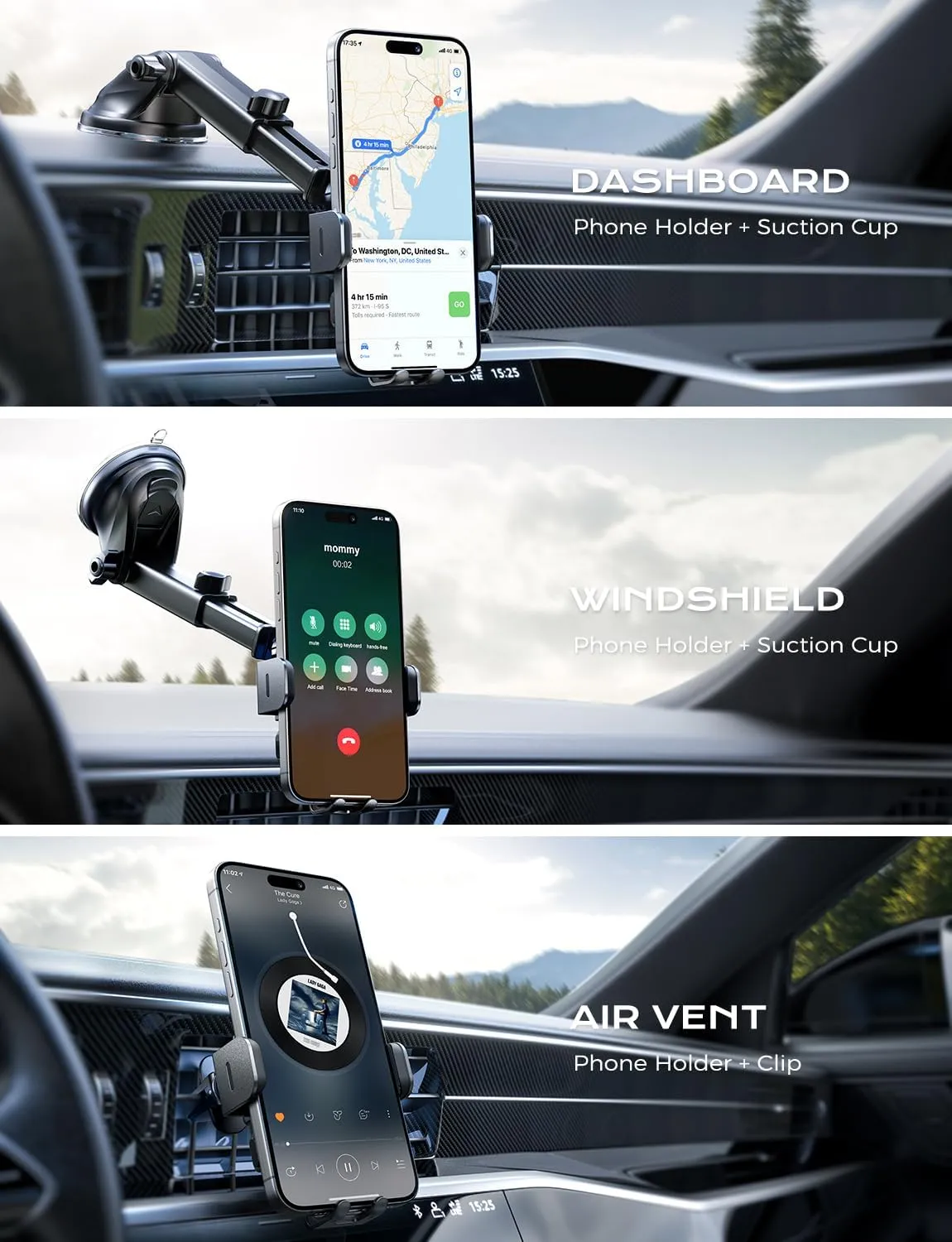 CHGeek Wireless Car Charger, 15W Fast Charging Auto Clamping Car Charger Phone Mount Phone Holder fit for iPhone 16 15 14 13 12 Pro Max 11 XR XS, Samsung Galaxy S24 Ultra S23 S22 S21, S20, S10 , Black