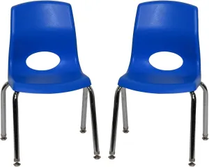 Children’s Factory MyPosture Plus 12" Chair, Blue with Chrome Legs, 2 Pack, Stackable Ergonomic Seating Solution for Classrooms and Homeschools