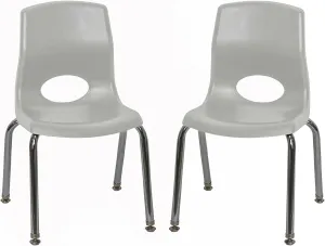 Children’s Factory MyPosture Plus 12" Chair, Gray with Chrome Legs, 2 Pack, Stackable Ergonomic Seating Solution for Classrooms and Homeschools