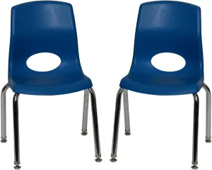Children’s Factory MyPosture Plus 12" Chair, Navy with Chrome Legs, 2 Pack, Stackable Ergonomic Seating Solution for Classrooms and Homeschools