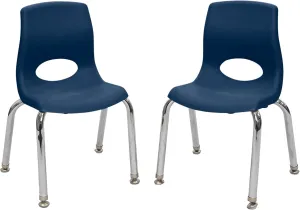 Children’s Factory MyPosture Plus 8" Chair, Navy with Chrome Legs, 2 Pack, Stackable Ergonomic Seating Solution for Classrooms and Homeschools