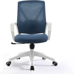 Classic Fashion Adjustable Swivel Office Chair Ergonomic Mid-Back Mesh Rolling Work Swivel Task Chairs with Wheels Study Conference ChairBackrest Desk Task Chair(Blue)