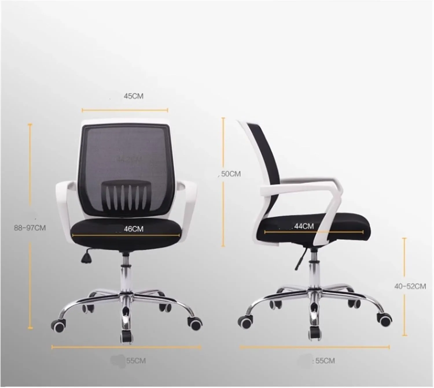 Classic Office Chair Mesh Back Swivel Office Chair Conference Room Chair with Lumbar Support and Fixed Armrests Desk Task Chair(Gris)