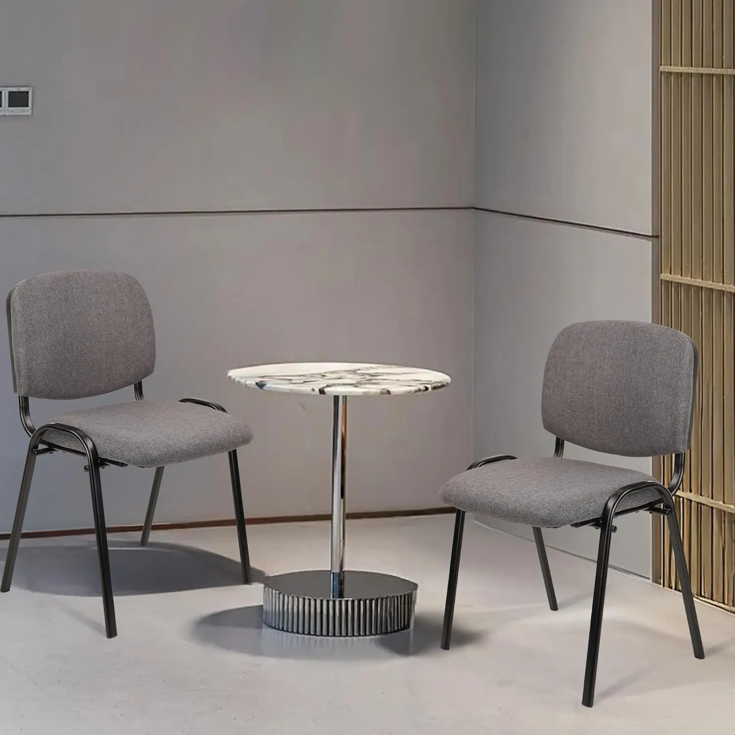 CLATINA Stackable Waiting Room Chairs, Cloth Fabric Guest Reception Chair with Upholstered Thickene Seat and Back Support, Stacking Chair Metal Leg for Office School Church Conference, Grey, 5 Pack