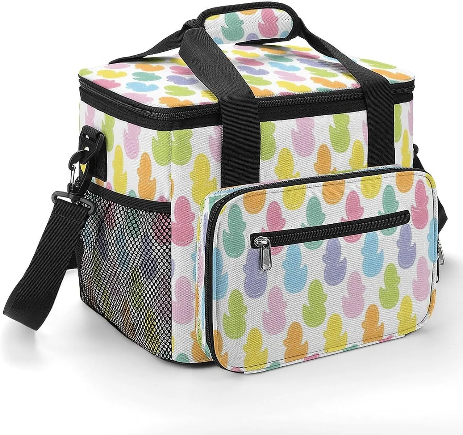 Colorful Rubber Duck Pattern 22.5L Insulated Camping Coolers Bag Large Leakproof Ice Chest for Beach Travel Picnic