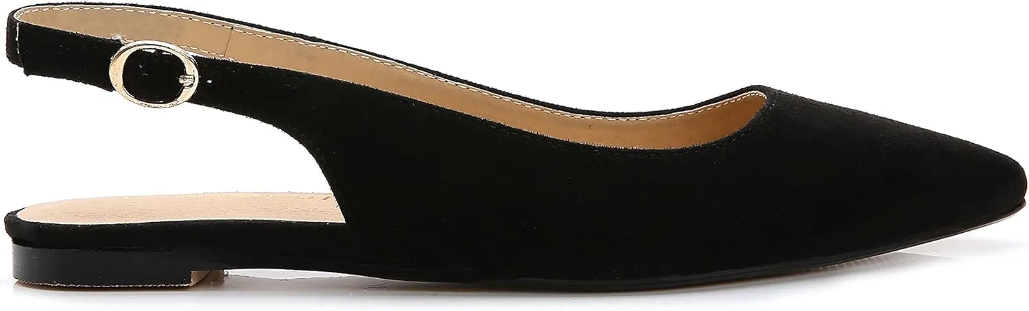 ComeShun Womens Closed Pointed Toe Pumps Slingback Flats Dress Party Shoes
