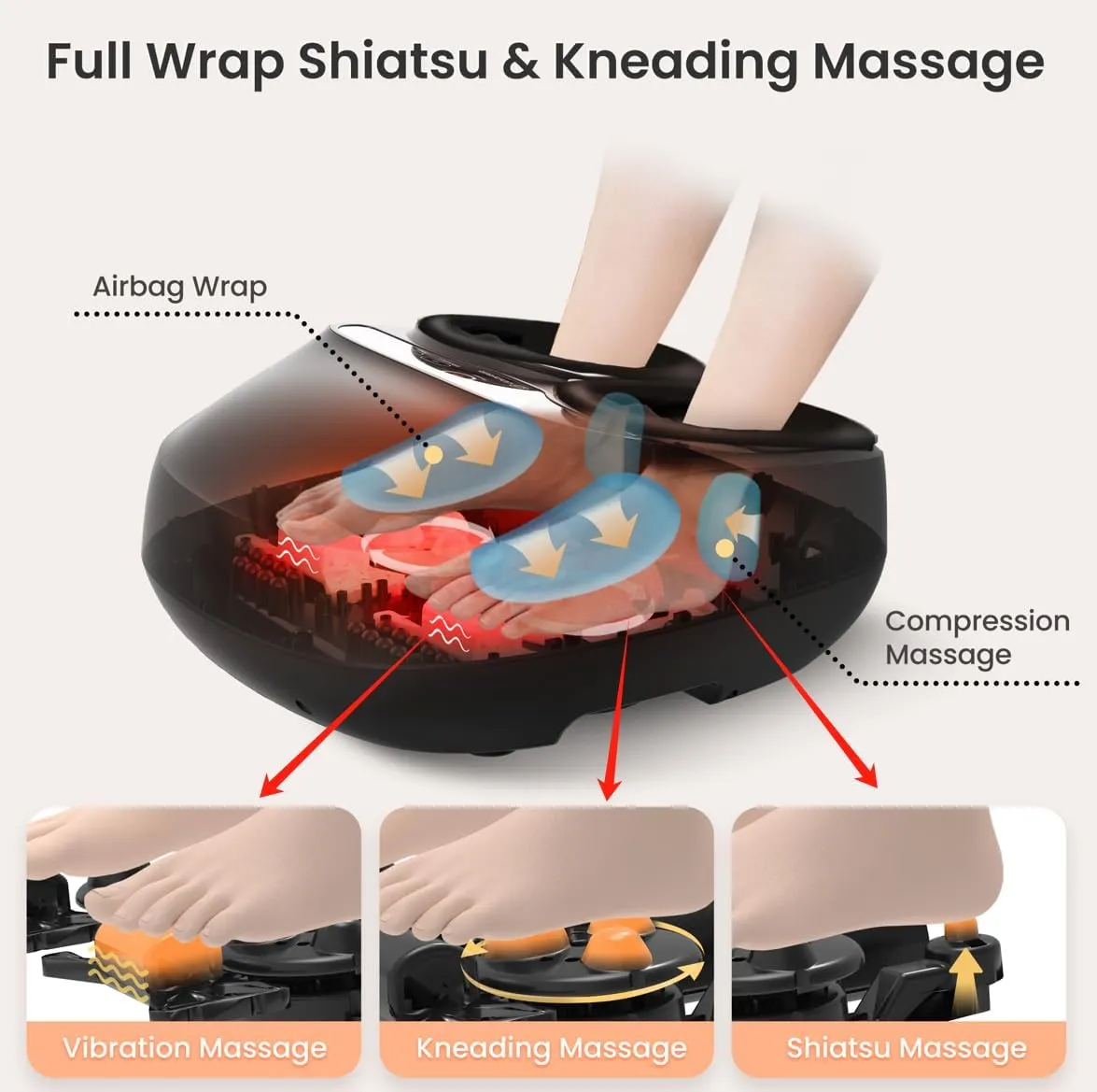 COMFIER Foot Massager Machine with Heat,FSA HSA Eligible Shiatsu Feet Massager for Plantar Fasciitis Neuropathy, Gifts for Him/Her, Remote Control,UP to Men Size 12,FSA Foot Massager