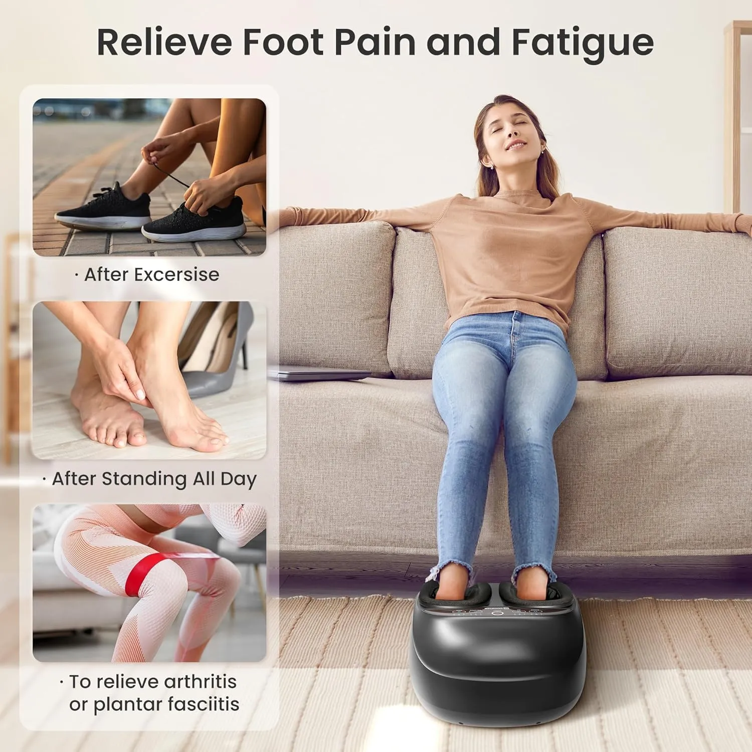 COMFIER Foot Massager Machine with Heat,FSA HSA Eligible Shiatsu Feet Massager for Plantar Fasciitis Neuropathy, Gifts for Him/Her, Remote Control,UP to Men Size 12,FSA Foot Massager