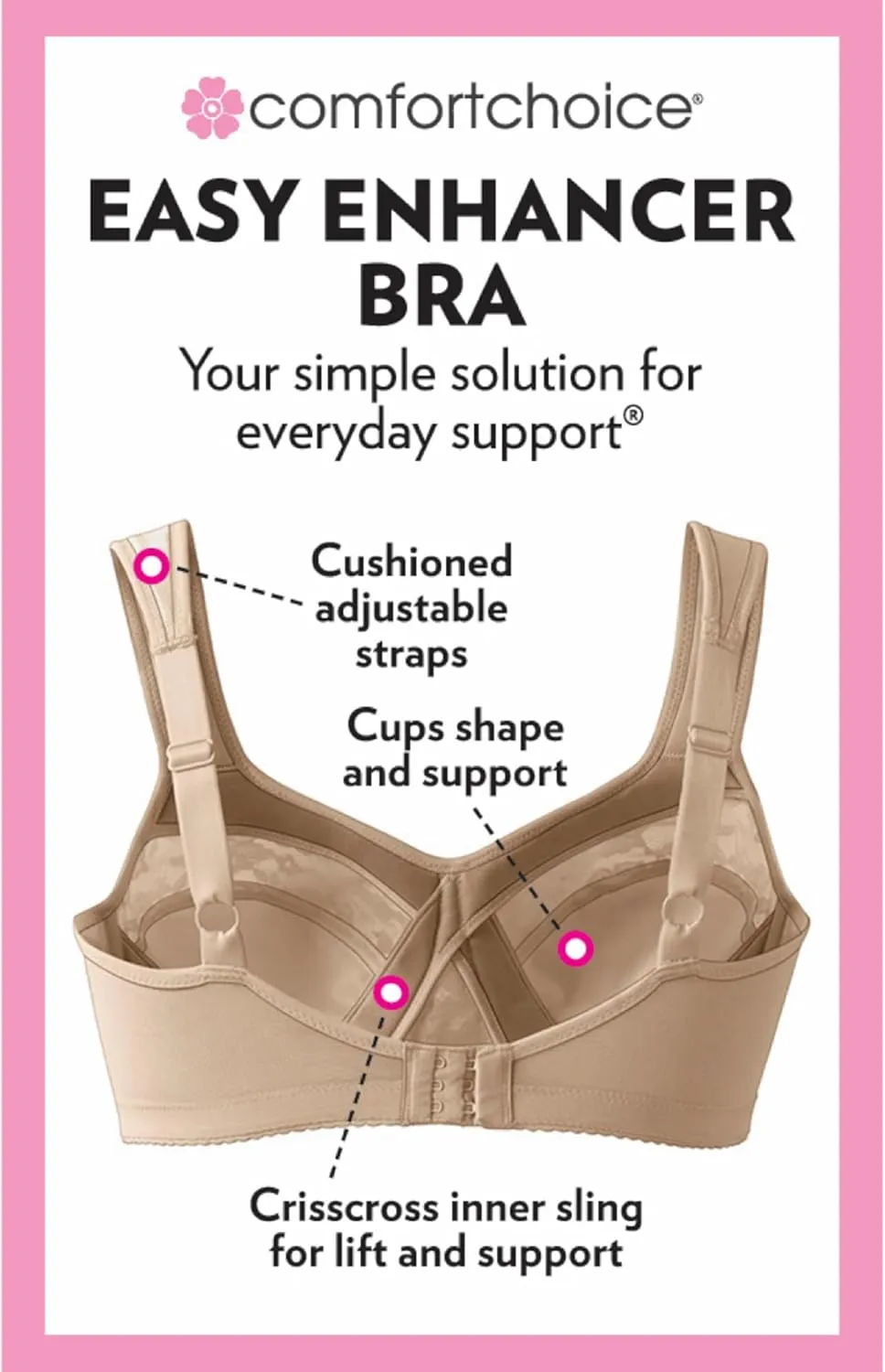 Comfort Choice Women's Plus Size Easy Enhancer Wireless Bra