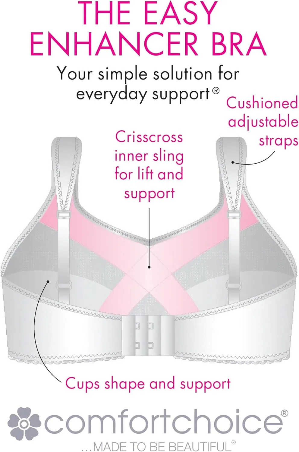 Comfort Choice Women's Plus Size Easy Enhancer Wireless Bra