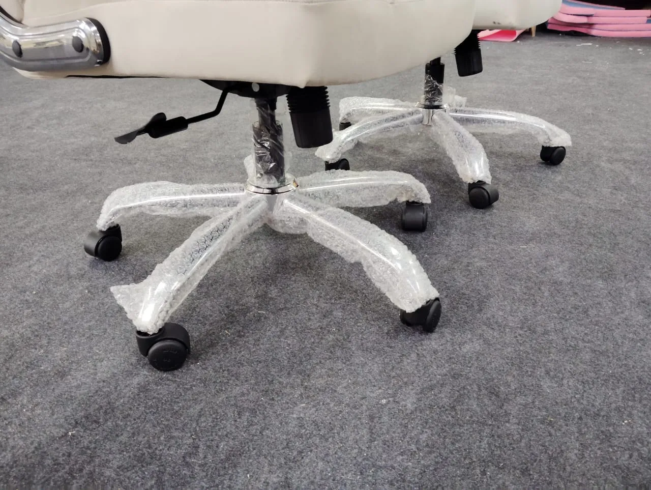 Comfortable Director Chair with Adjustable Armrest Upholstery in Velvet Light Beige (Super Soft)