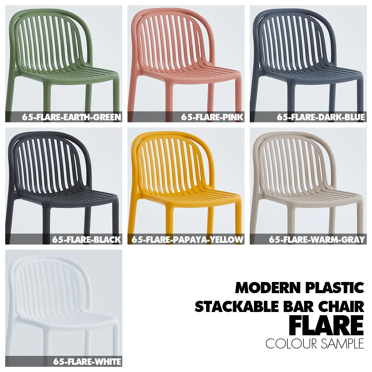 Contemporary Plastic Stackable Bar Chair FLARE