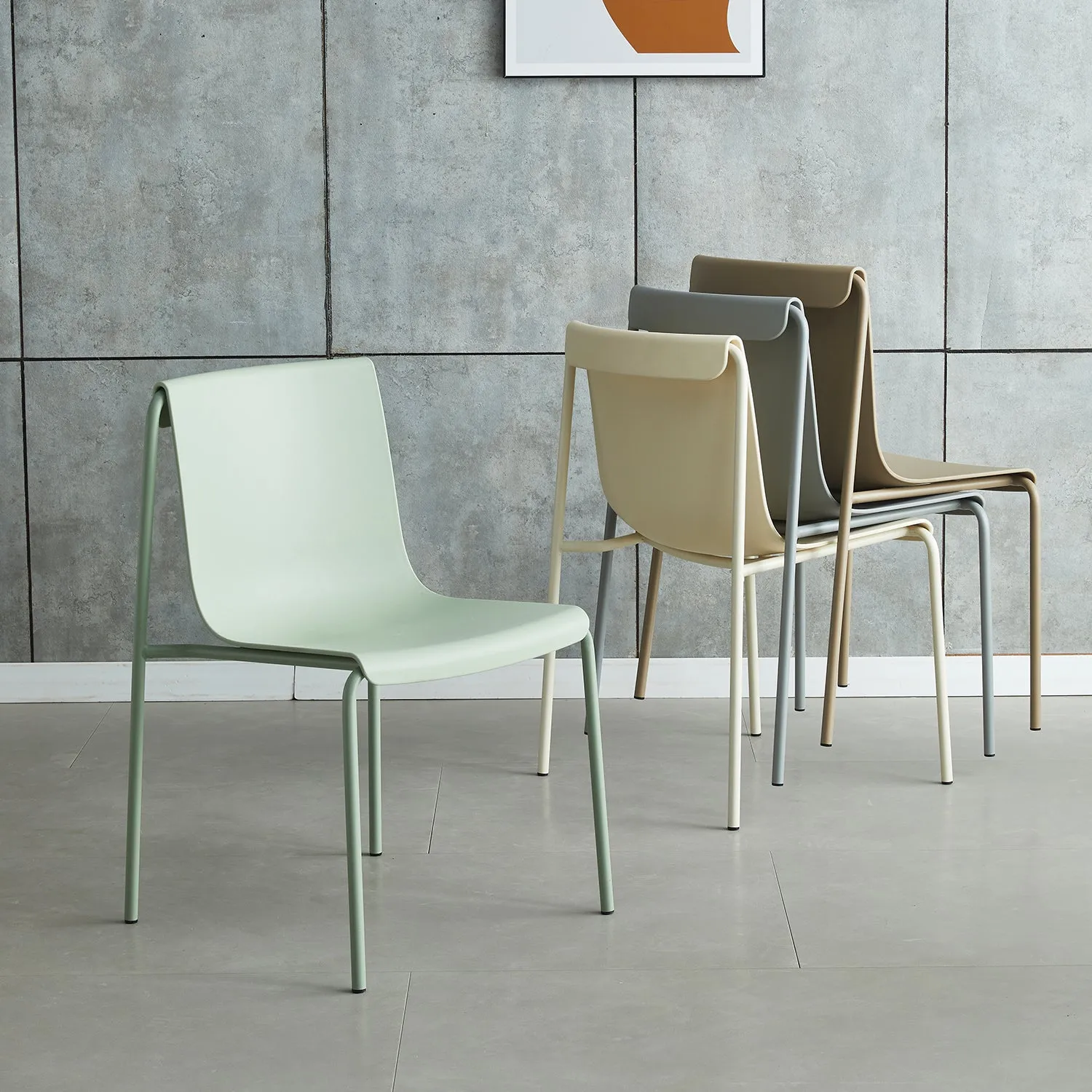 Contemporary Plastic Stackable Dining Chair BUZZ
