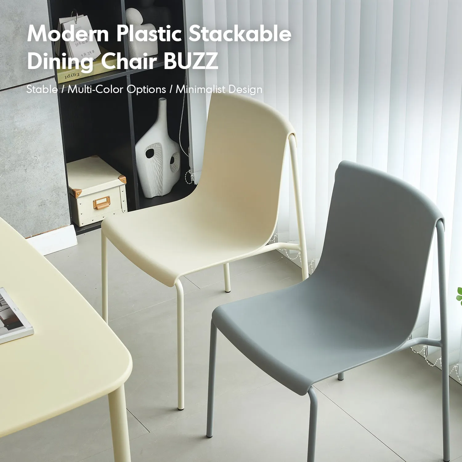 Contemporary Plastic Stackable Dining Chair BUZZ