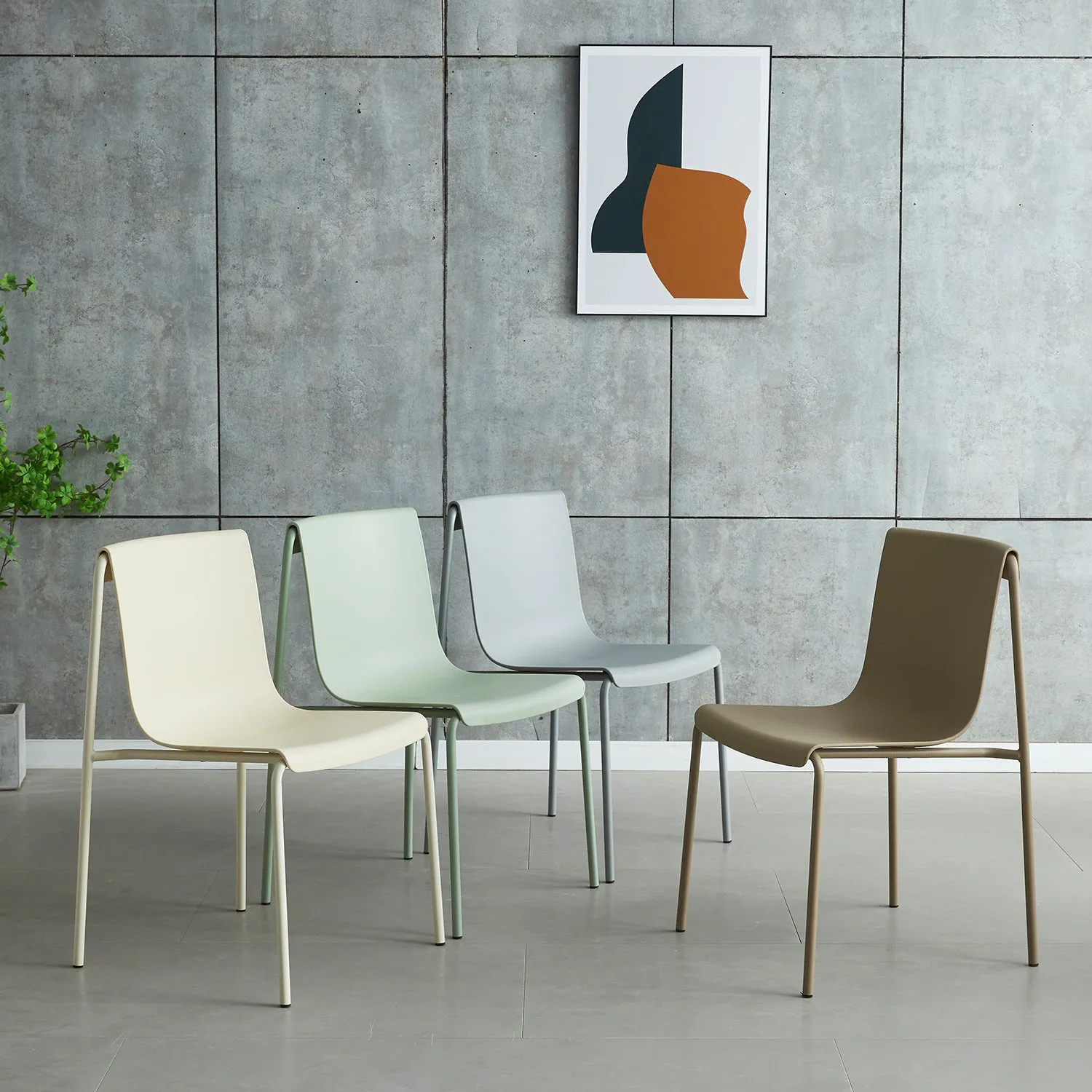 Contemporary Plastic Stackable Dining Chair BUZZ
