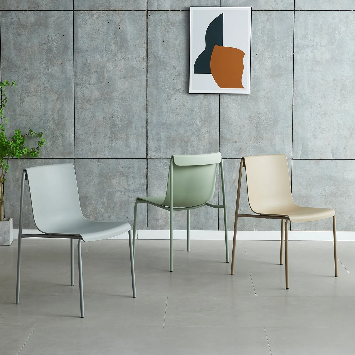 Contemporary Plastic Stackable Dining Chair BUZZ