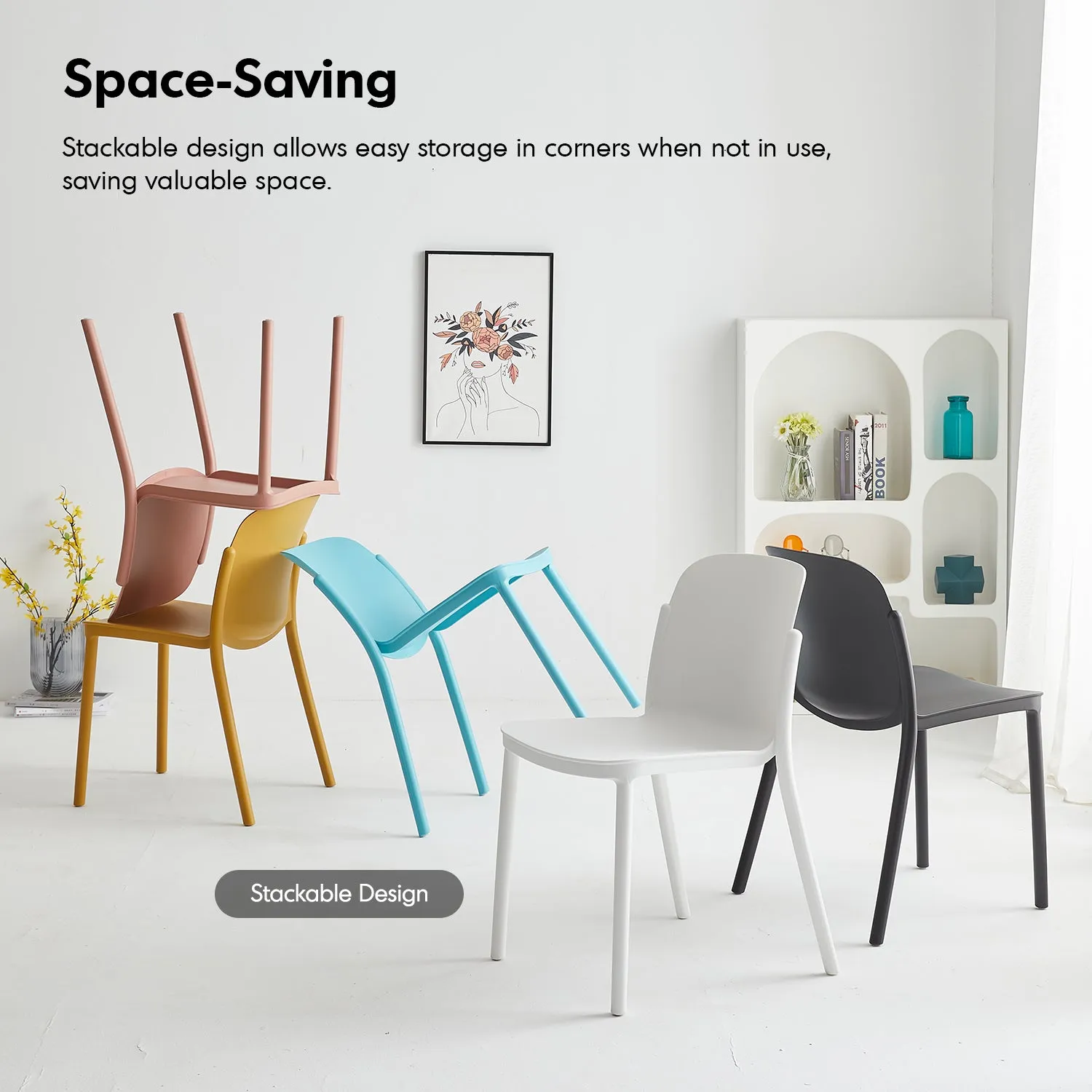 Contemporary Plastic Stackable Dining Chair GLINT