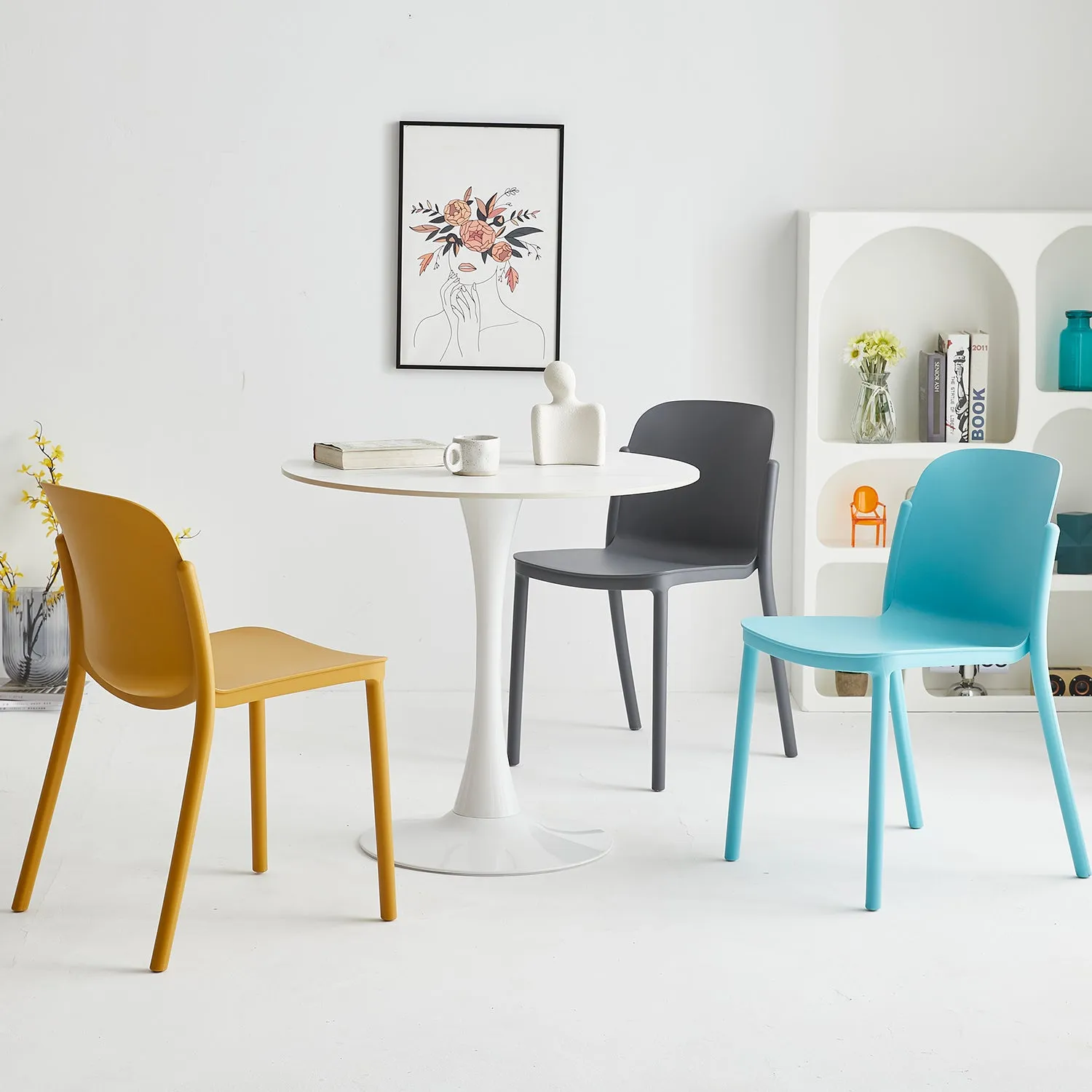 Contemporary Plastic Stackable Dining Chair GLINT