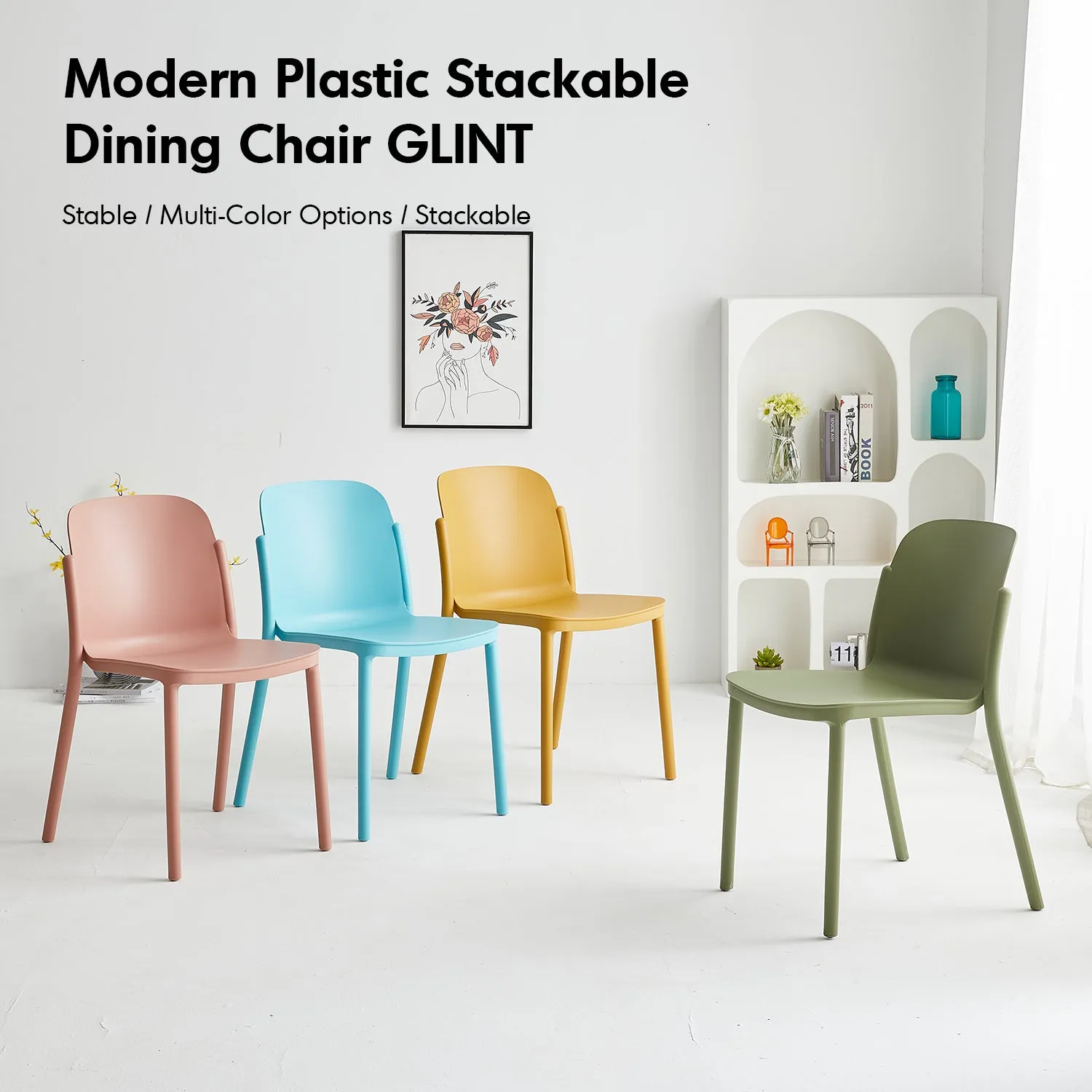 Contemporary Plastic Stackable Dining Chair GLINT