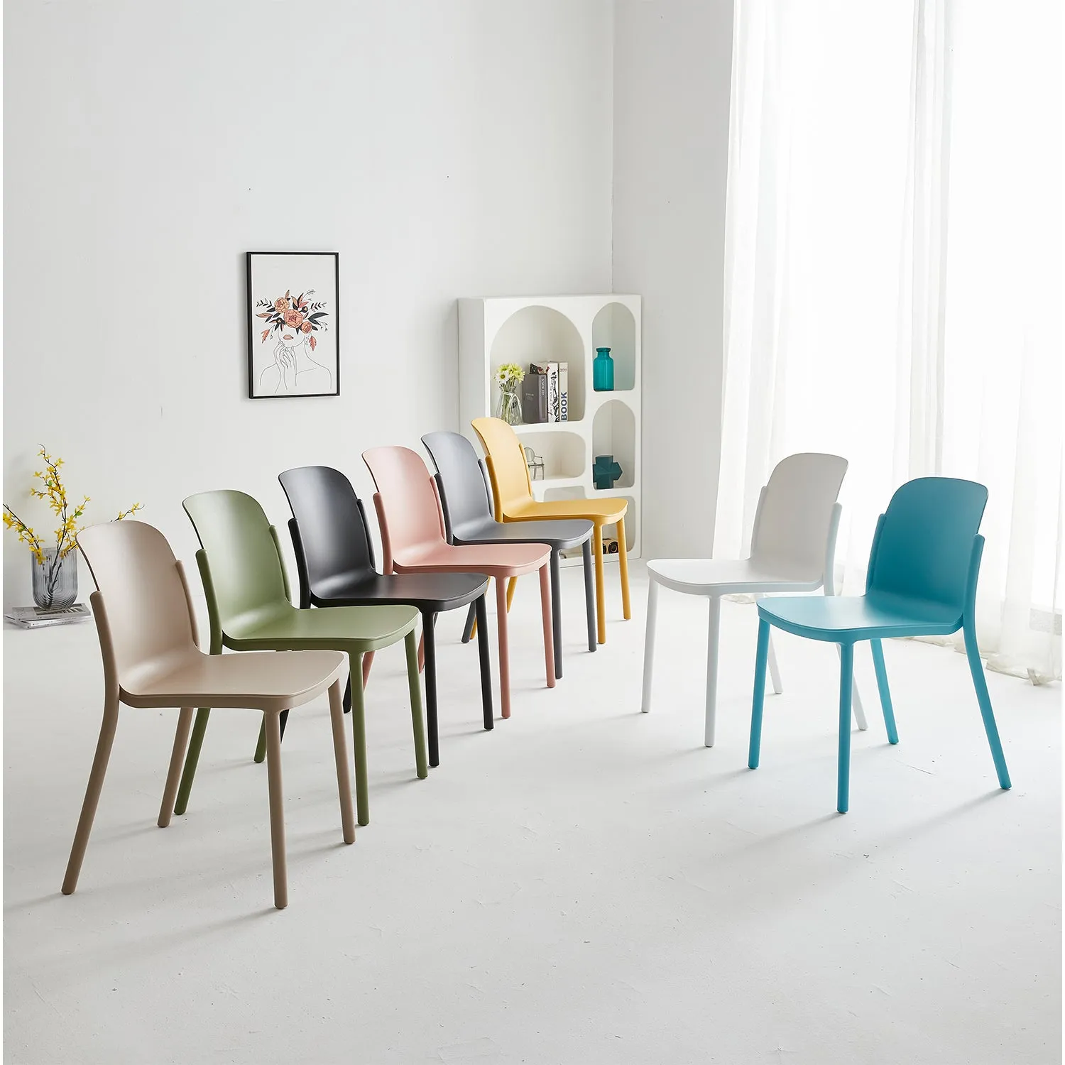 Contemporary Plastic Stackable Dining Chair GLINT
