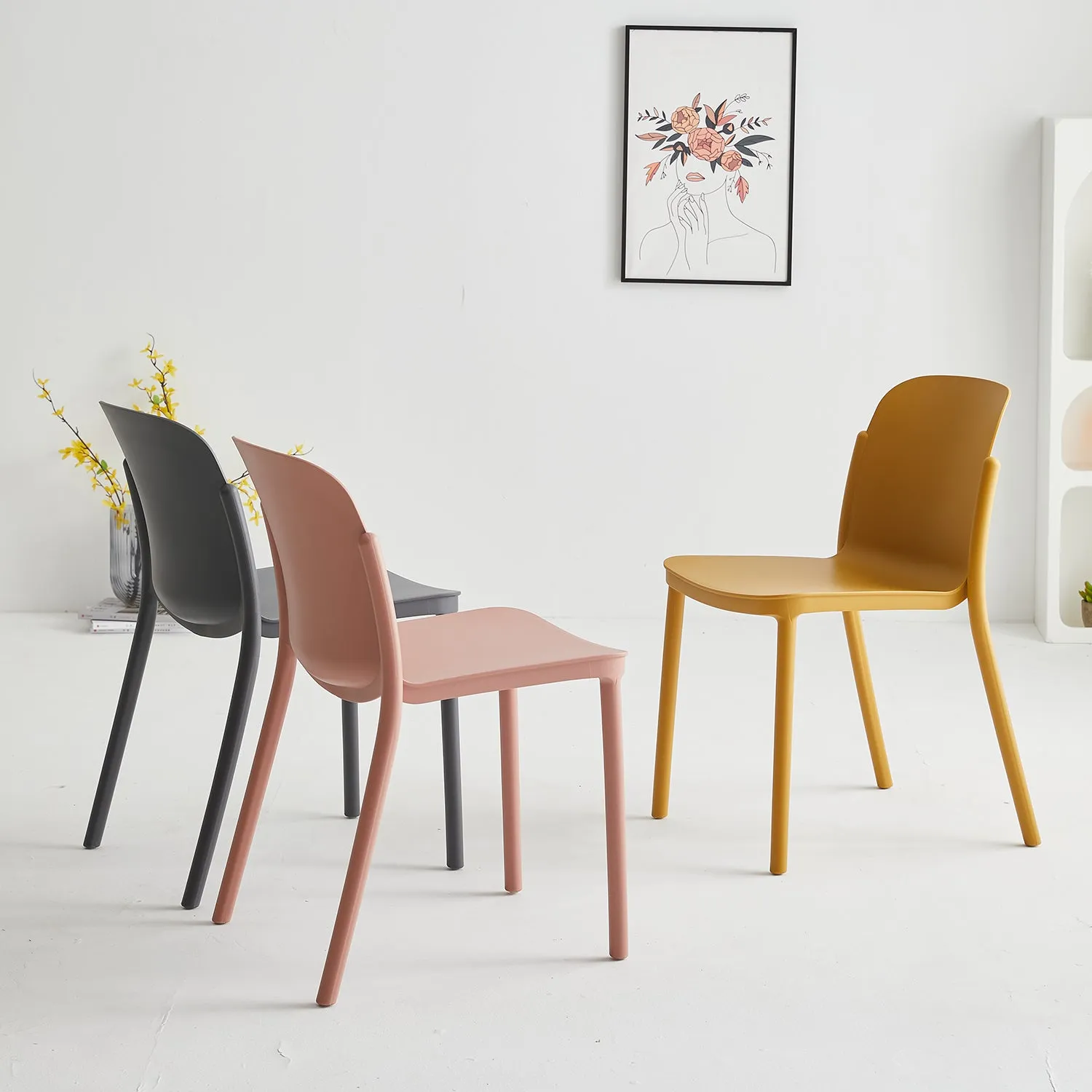 Contemporary Plastic Stackable Dining Chair GLINT