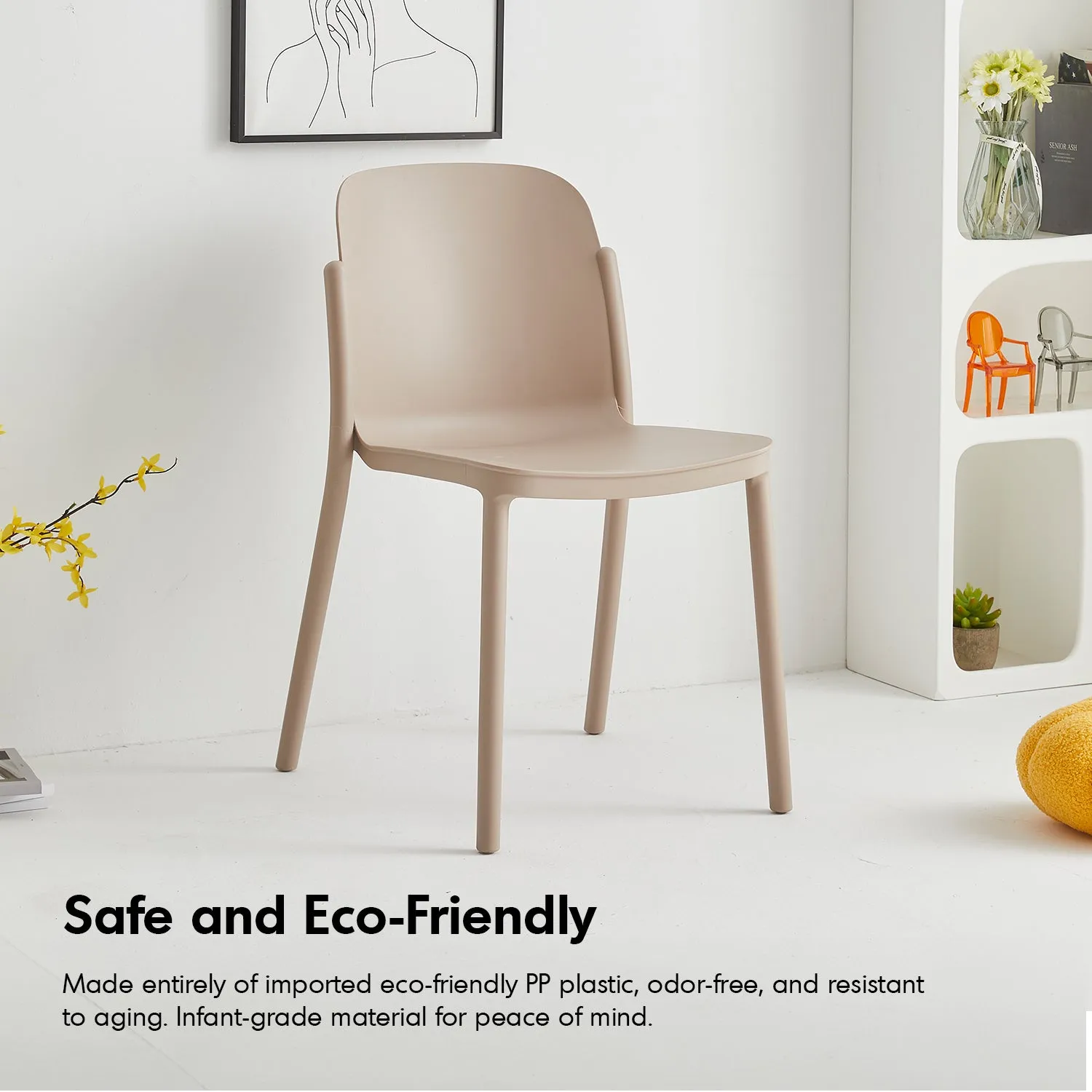 Contemporary Plastic Stackable Dining Chair GLINT