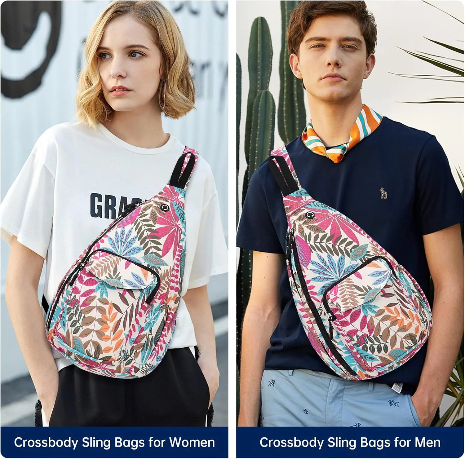 Convertible Sling Backpack Crossbody Chest Bag for Women Men Left and Right Shoulder Purse Water Repellent Gym Daypack