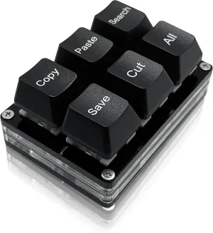 Copy Paste Search Save Cut All 6-Key Keyboard One Handed OSU Keypad Programmable Mechanical Shortcut Macro Keyboard for Working and Gaming (Black)