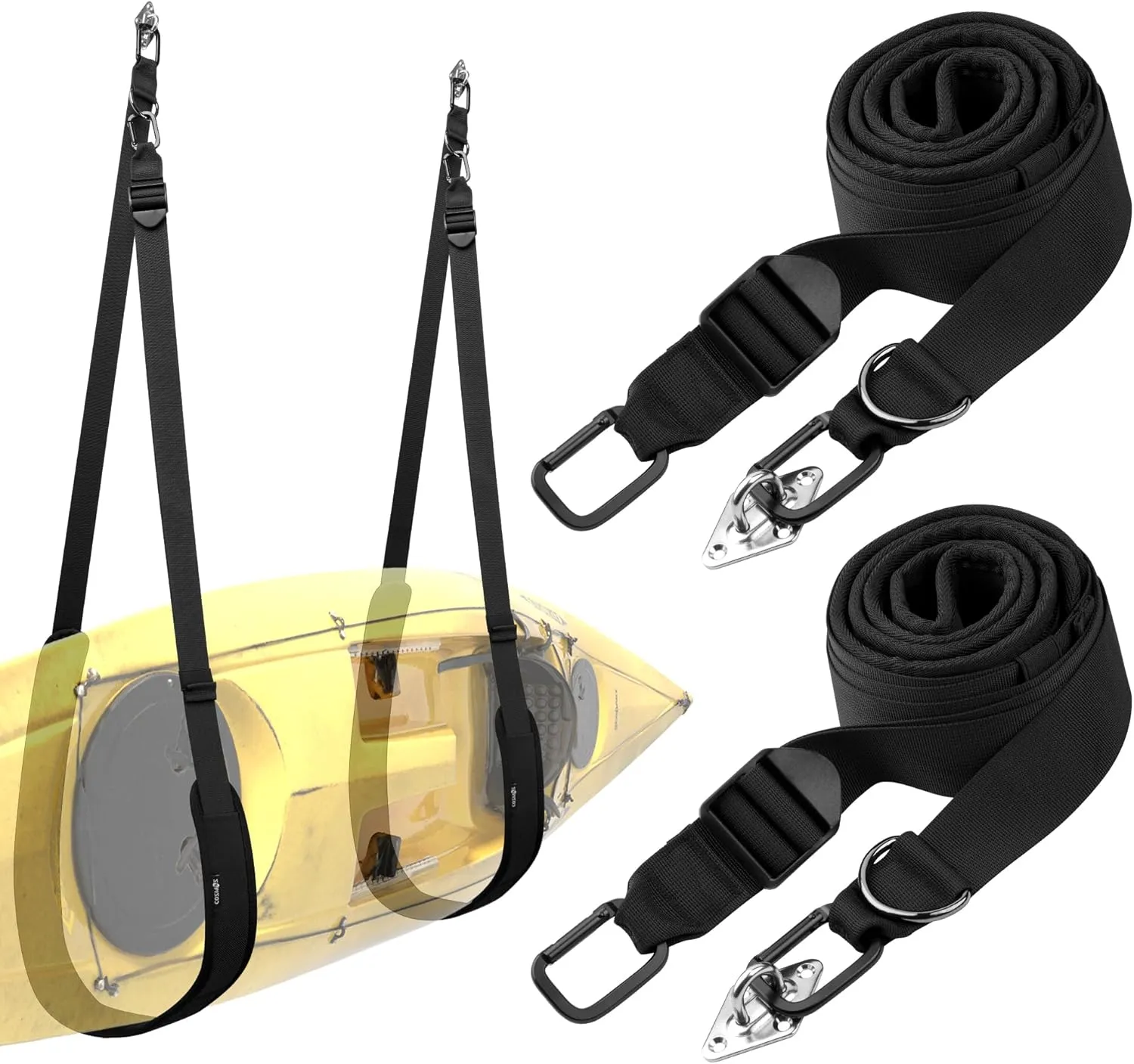 Cosmos Kayak Wall Hanging Storage Strap Adjustable Kayak Hoist Sling Strap Kayak Storage Accessories Hanger Strap for Indoor & Outdoor Storing of Kayak Surfboard Canoe SUP Paddle Board in Garage Beach