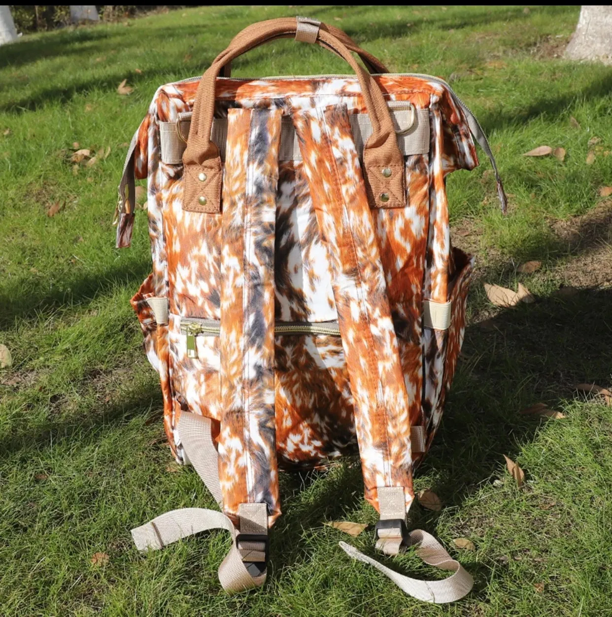 cow print diaper bag
