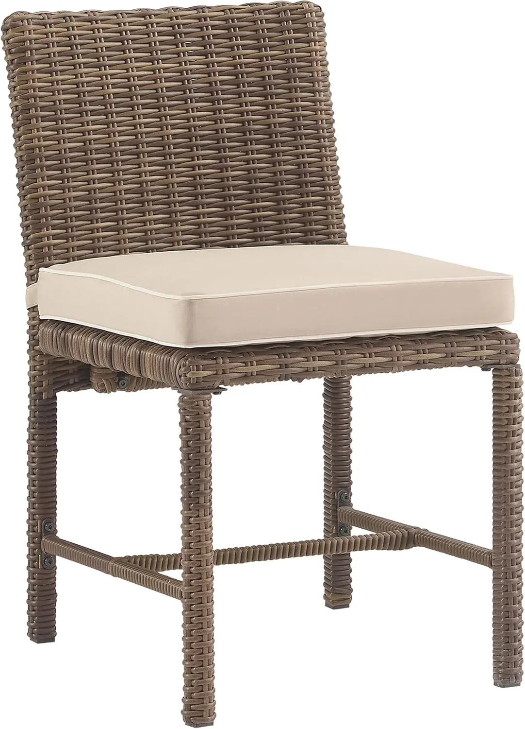 Crosley Furniture Bradenton 2-Piece Outdoor Chair Set, Wicker Dining Patio Chairs for Deck, Backyard, Weathered Brown with Sand Cushions
