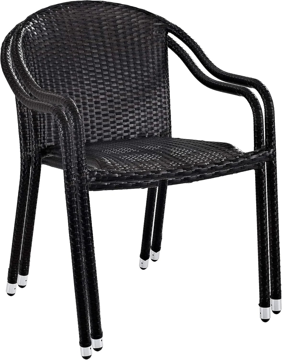 Crosley Furniture Palm Harbor 2-Piece Stackable Outdoor Chair Set, Wicker Patio Chairs for Dining, Porch, Brown