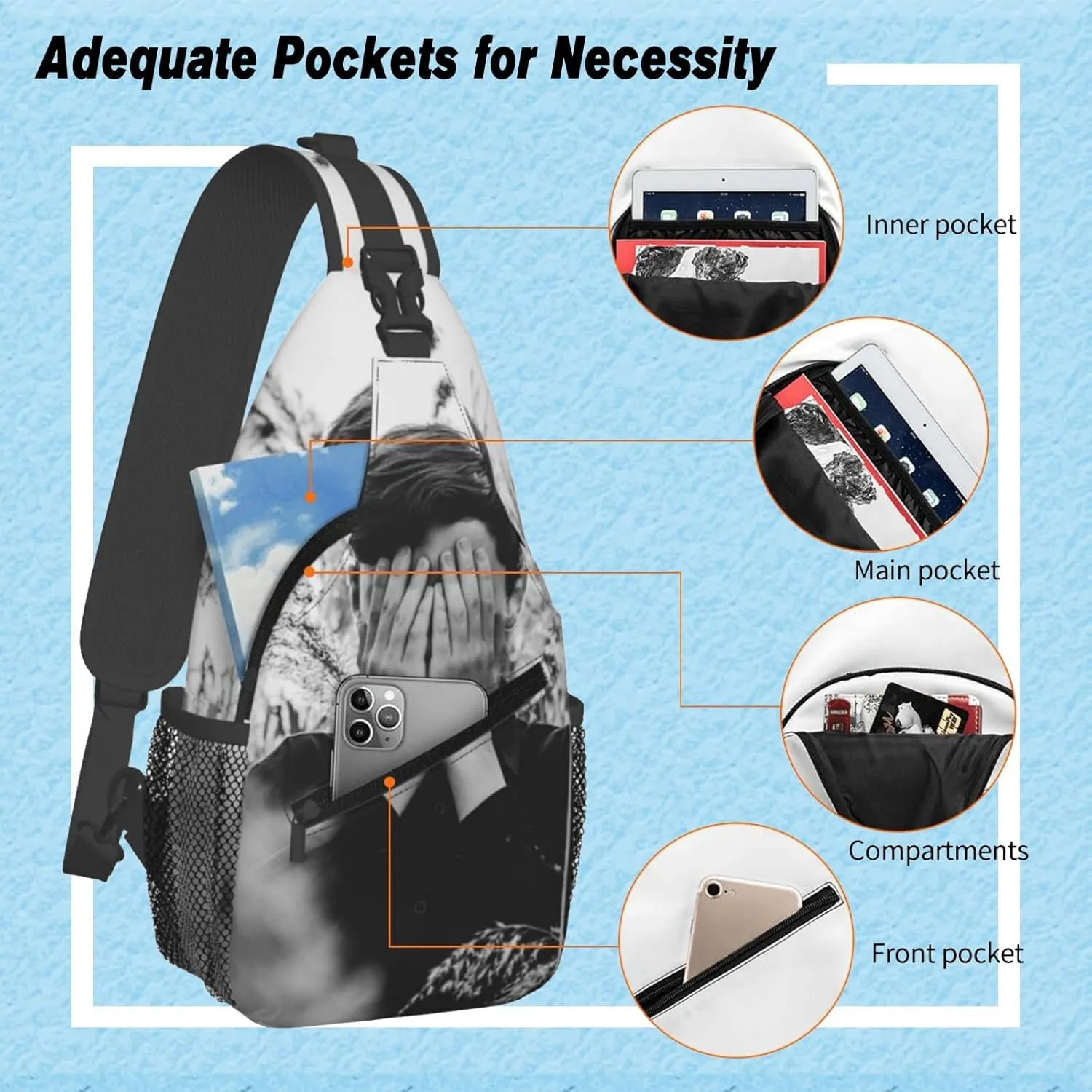 Crossbody Bag For Men Women Personalized Chest Bag With Logo Text Image Customized Sling Backpack For Leisure Sports Travel Gold