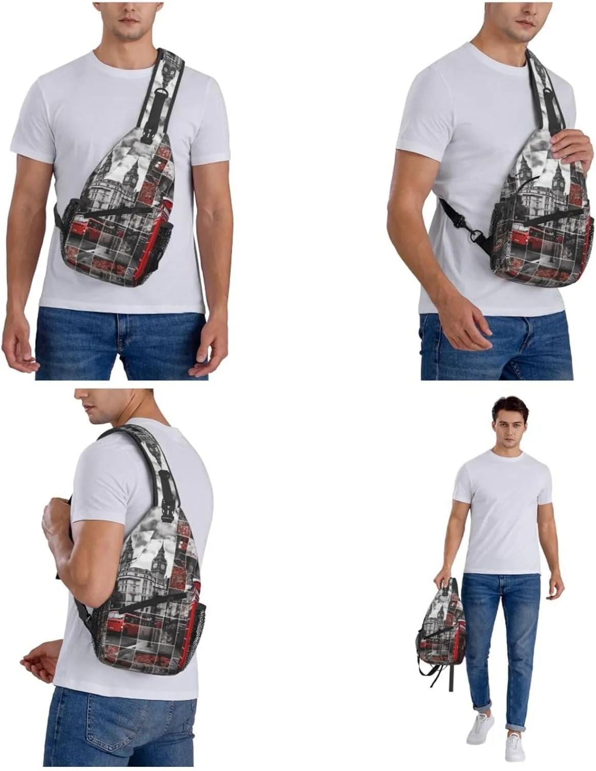 Crossbody Bag for Women Men London Puzzle Chest Bag Crossbody Sling Bag Adjustable Shoulder Bag
