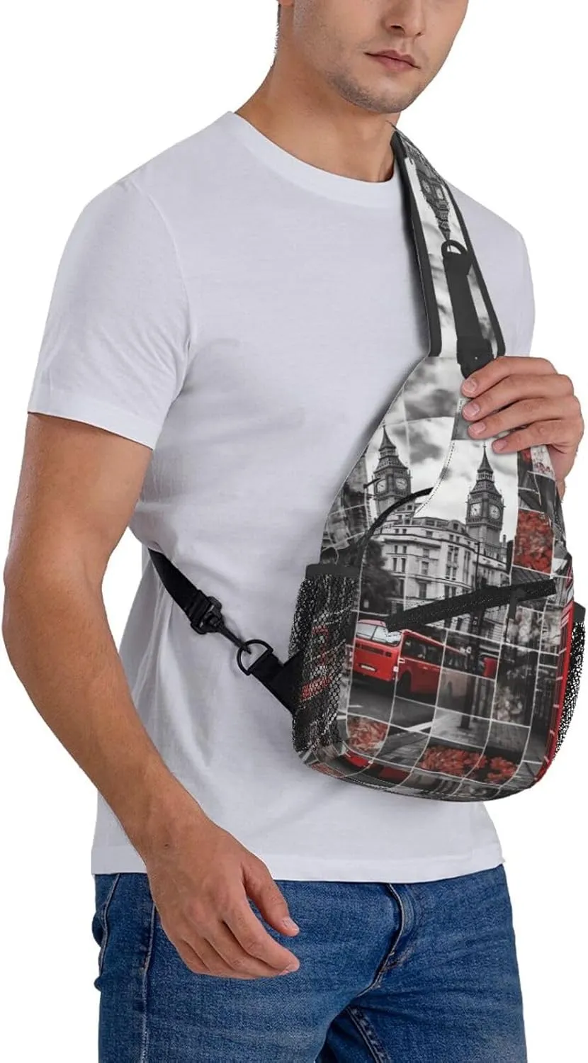Crossbody Bag for Women Men London Puzzle Chest Bag Crossbody Sling Bag Adjustable Shoulder Bag