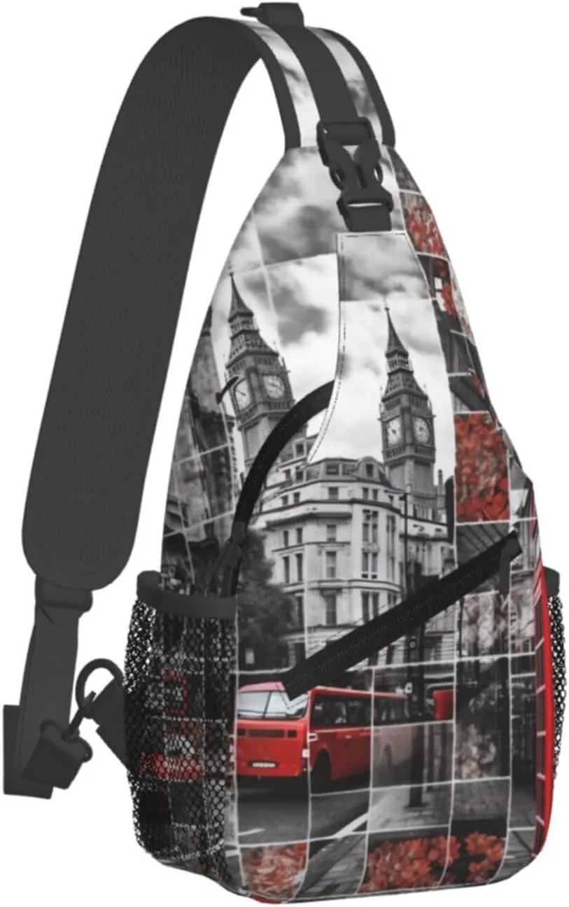 Crossbody Bag for Women Men London Puzzle Chest Bag Crossbody Sling Bag Adjustable Shoulder Bag