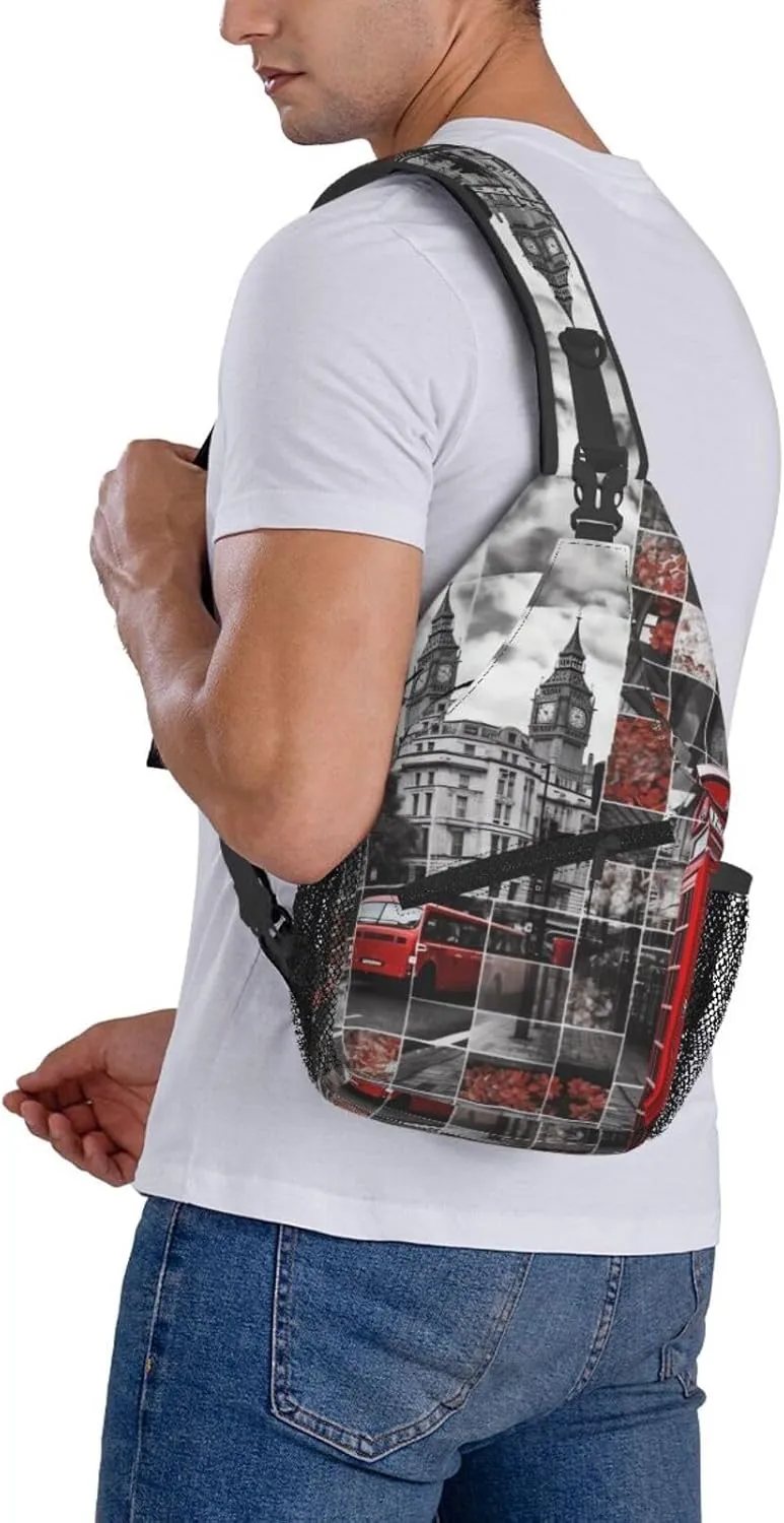 Crossbody Bag for Women Men London Puzzle Chest Bag Crossbody Sling Bag Adjustable Shoulder Bag